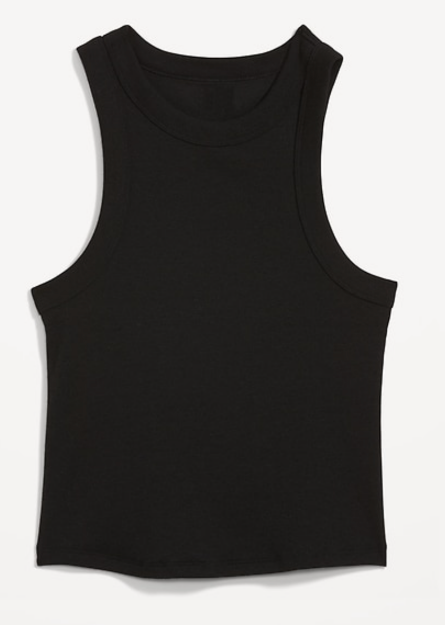 Black ribbed long line crop top