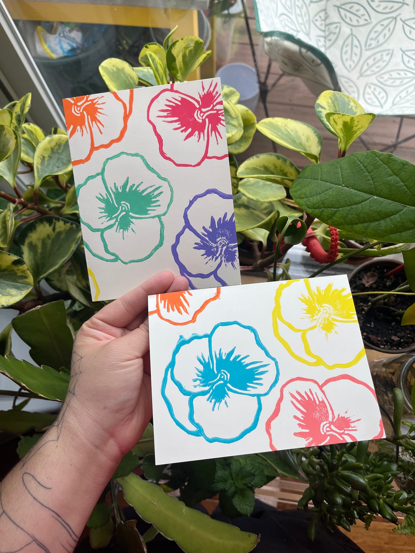 Rainbow Pansy Card