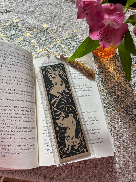 Two Jumping Hares Bookmark